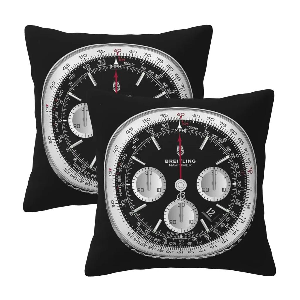Black Luxury Watch Face 2 Pcs Square Pillowcase Pillow Cover Cushion Decor Comfort Throw Pillow For Home Car