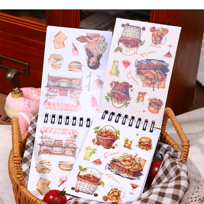 18 Sheets/book Vintage Lifestyle Dual-Material Coil Sticker Book Hand Account Backgrounds Stickers Greeting Card DIY Decorative