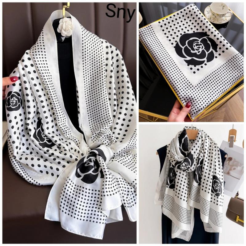 Spring and Summer Thin Silk Scarf High-end Printed Long Scarf New Satin Travel Sunscreen Scarf National Style Cloak
