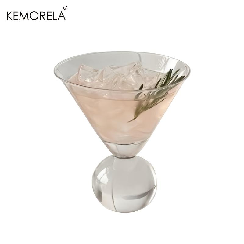 

KEMORELA Martini Glass Cup 260ML Short Foot Beaded Cocktail Glasses Cups Thin Champagne Glass Transparent Wine Glasses Cup 260ml