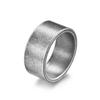 10mm Wide Minimalist Matte Brushed Titanium Steel Ring, Vintage Silver Men's Hip Hop Jewelry