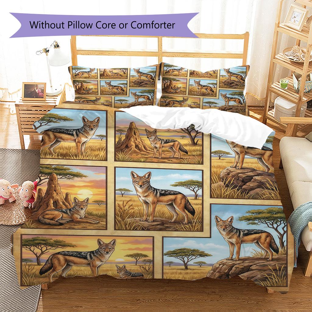 Retro Oil Painting Animals Pattern Bedding,Quilt Set Quilt Cover Pillowcase Home Birthday Gift (1 * Duvet Cover + 2 * Pillowcase, Without Core)