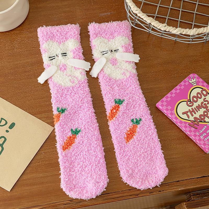 Winter Fleece Lined Thick Kids Socks Mid-Calf  A-Class Warm Sleep Home Baby Socks