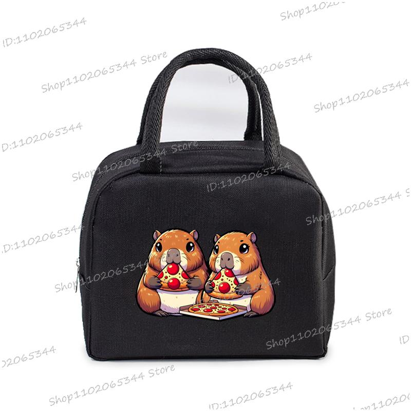 Insulated Lunch Bag Cartoon Pizza Capybara Series Insulation Bento Pack Women Men Cute Capybara Meal Pack Kids Bento Lunch Bags