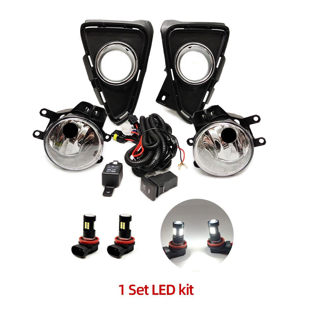 Car LED Fog Light For Toyota RAV4 2016 2017 2018 Headlight Fog Lamp Cable Switch Grille Cover Halogen Foglights Frame