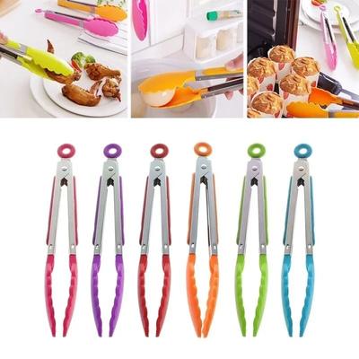 Pinze da Cucina in Acciaio Inossidabile Manico in Silicone Pinza per Barbecue Antiscivolo Utensile Pinza per Servire Insalata Strumento per Cottura
