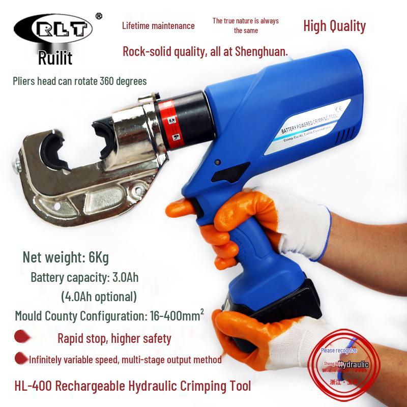 Rechargeable Electric Hydraulic Crimper HL-400: Portable Crimping Pliers for 16-400 Terminals