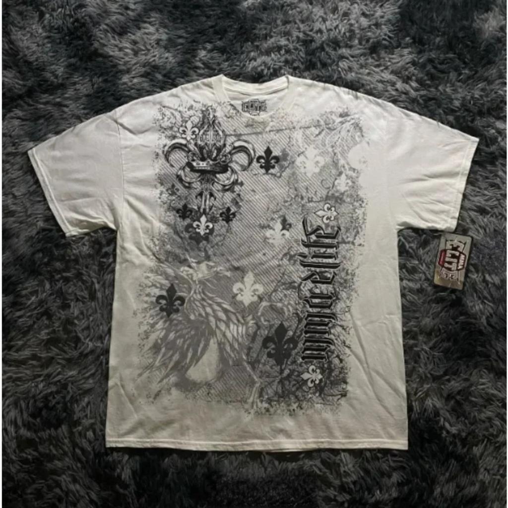 2000s Graphic T-Shirt Mens Large Grunge Wings New Fashion Style Couple Tops