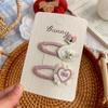 2pcs Pink Hair Clips Hairpins Butterfly Love BB Clip Baby Girl Bangs Side Clip Barrettes Headwear Hairpin Kids Hair Accessories