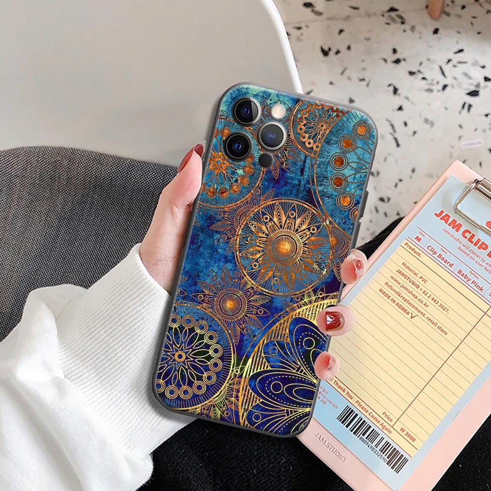 Retro Bohemian European Color Pattern Phone Case for iPhone 14 15 Pro 7 8 Plus SE 2022 11 12 13 Pro Xs Max Mini Cases Soft Cover