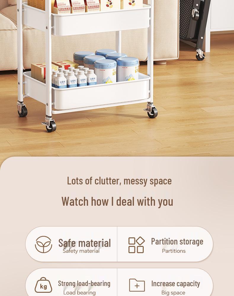 Carrello Multi-Livello Pieghevole Compatto: Scaffale Metallico Versatile per Bagno, Camera da Letto o Soggiorno