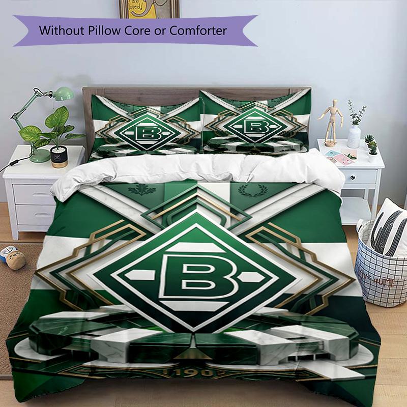 3pcs Duvet Cover Set (1*Duvet Cover + 2*Pillowcase, Without Core), Borussia Monchengladbach Print Bedding Set, Bedroom Decor, All‑Season, Birthday Gif