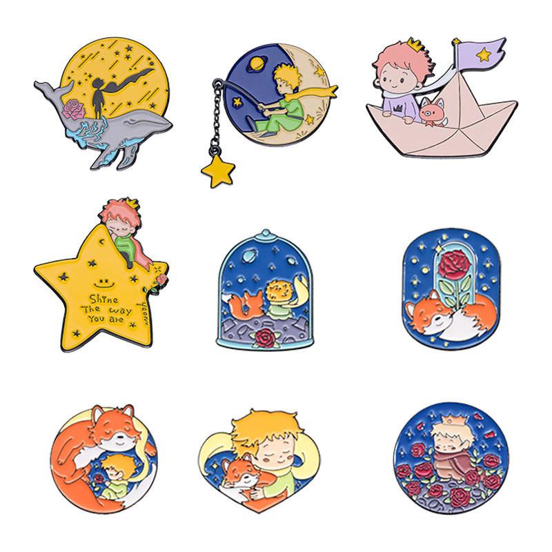 Charming Cartoon Metal Badge Set Featuring The Little Prince Creative Brooch Collection