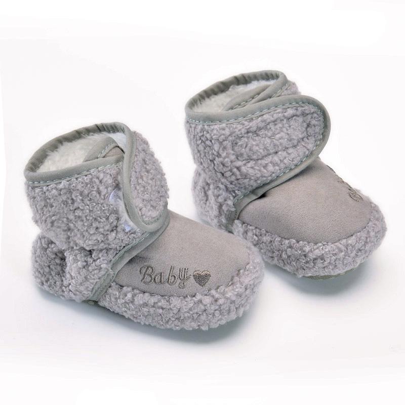 

Зимняя детская обувь с высоким верхом из хлопка на мягкой подошве с бархатной подкладкой, теплая обувь для первых шагов для детей 0-1 года Size 1 / Inner length 11cm / 65g серый