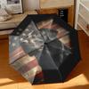 1pc American flag patriotic pet Umbrella Portable Folding Umbrella Iron Frame Hole Bone Structure Outdoor Home Umbrella