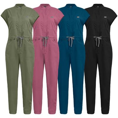 Medical Frosted Stand-up Collar Flying Sleeve Zipper Operating Room Doctor, Nurse and Care Worker Overalls