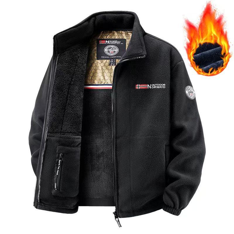 

Флисовая куртка для мужчин и женщин, флисовый кардиган, свободная куртка со стойкой, уличный ветрозащитный и теплый костюм для походов XS чёрный