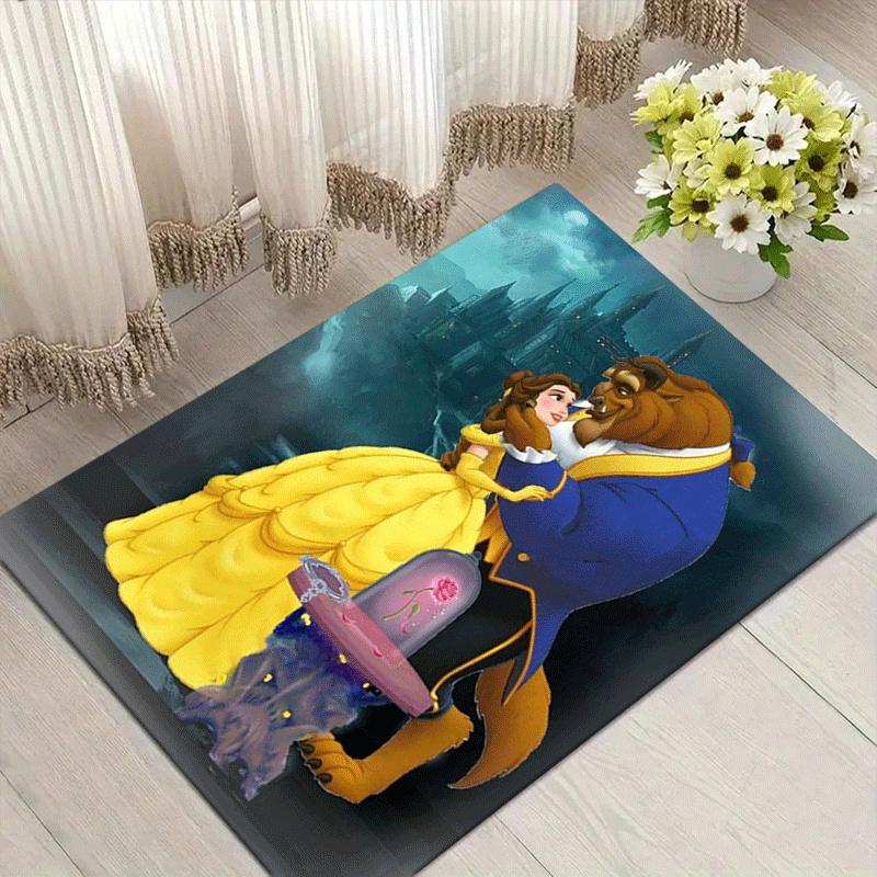 

1pc Beauty and The Beast Pattern Area Rug Soft Flannel Floor Mat for Living Room,Office,Bedroom and Carpet,Sofa Coffee Table Floor Mat 60cm by 90cm