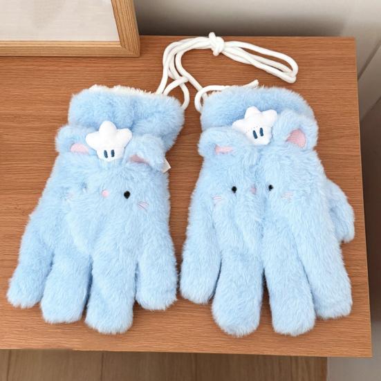 Mănuși de iarnă pentru femei cu clapetă din blană artificială, moi și călduroase, mănuși cu jumătate de deget, mănuși drăguțe din pluș cu blană, fără degete pentru femei și fete