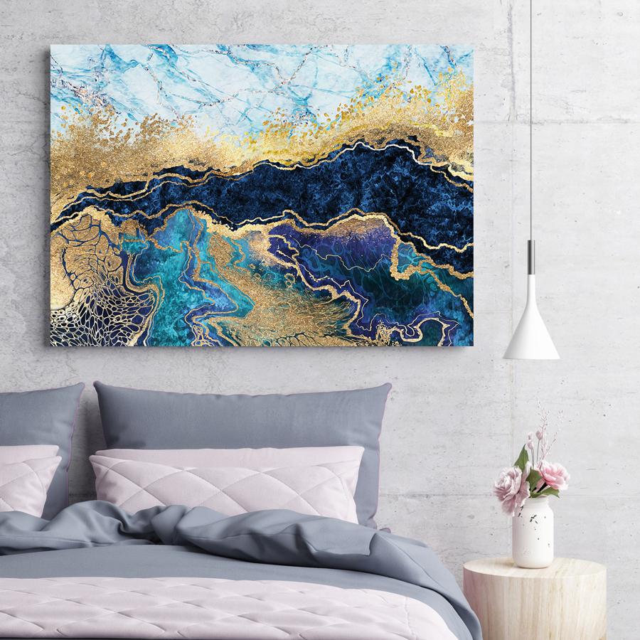 Poster Abstract Gold Blue Level