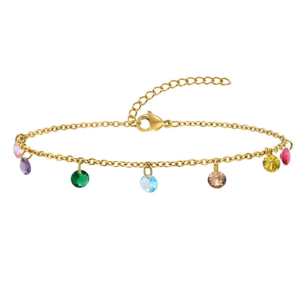 Charms Cubic Zirconia Anklet Bracelet On Leg for Women, Summer CZ Foot Chain, Elegant Delicate Beach Holiday Gift