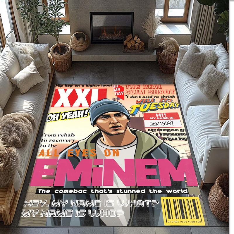 Soft Crystal Velvet Floor Rug,Eminem Anti Slip Decorative Carpet, Plush Area Mat For Indoor Home Decoration