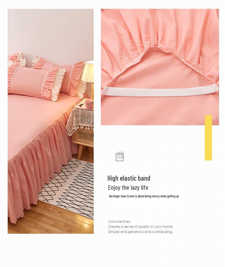 Ruffled Bed Skirt: Non-Slip One-Piece Dust Cover for Girls, Sizes 1.5 & 1.8