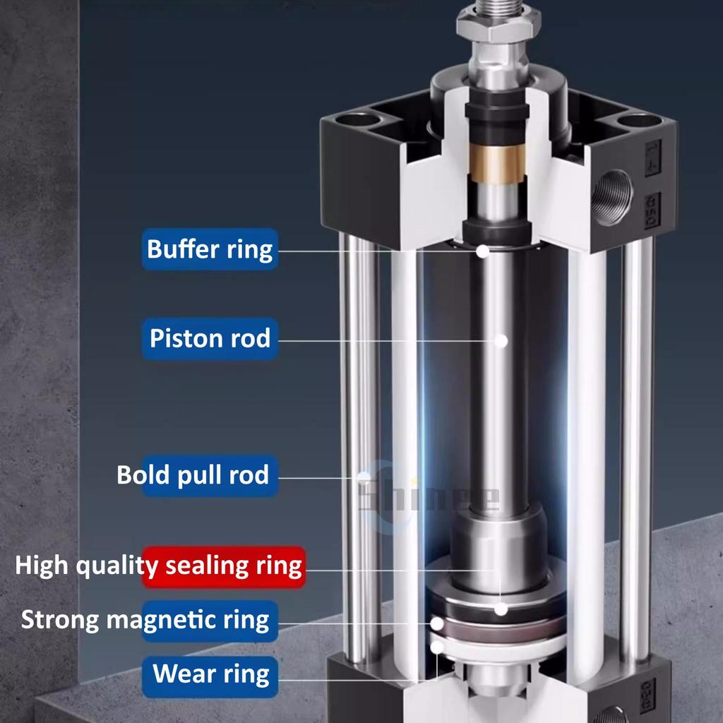 SC Standard Air Cylinder SC80/100/125/160mm Bore Small With Magnetic Pneumatic Cylinder Piston 300/400/500/600/800/1000mm Stroke
