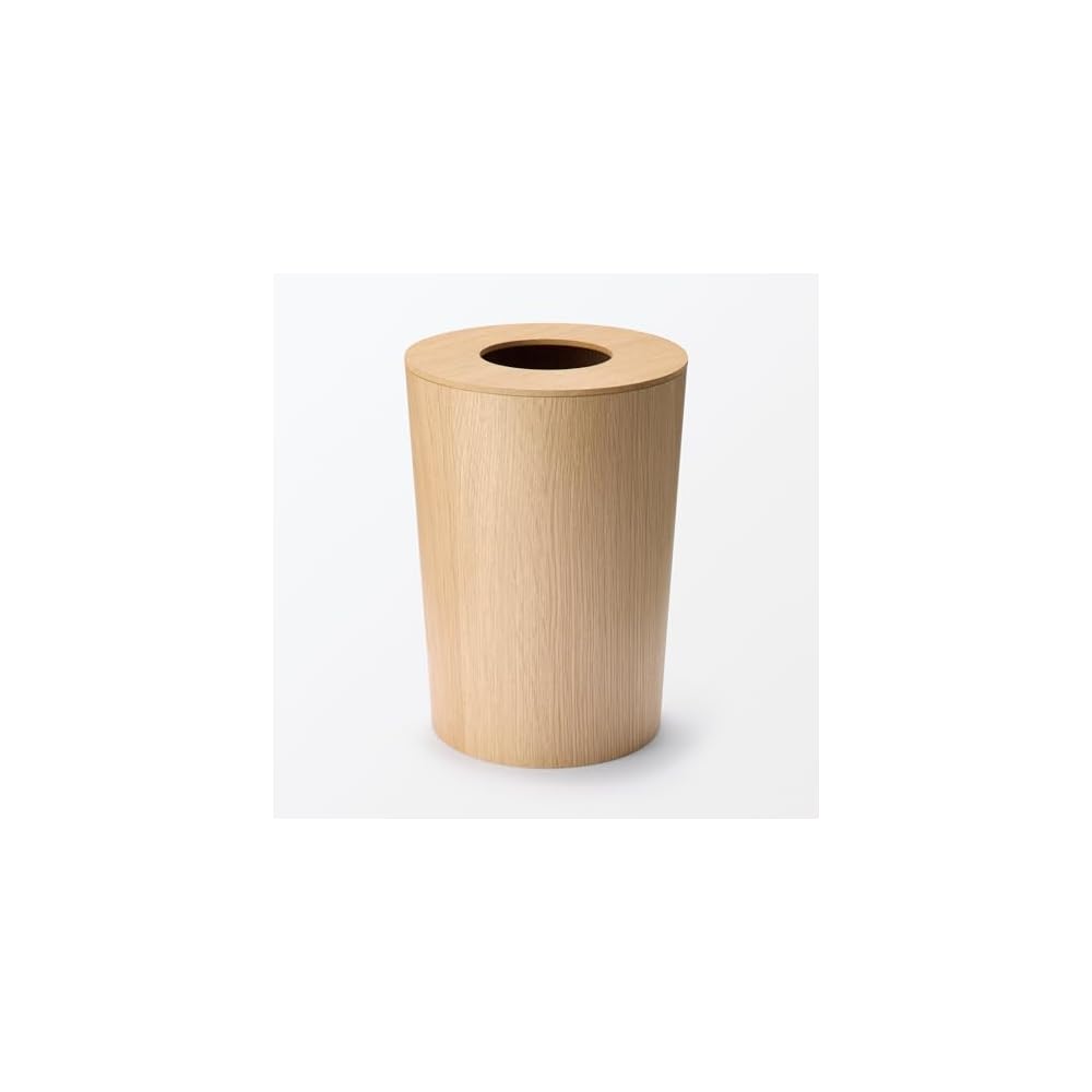 MUJI Wooden Trash Can with Bag Holder Wire, Round, Approx. Diameter 235 x Height 305 cm, 84915062