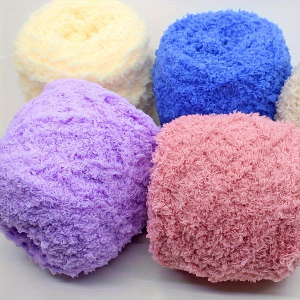 3pcs Soft Polyester Chenille Yarn 100% Pure Thick Cozy for DIY Knitting and Crocheting Ideal for Scarves Sweaters Blankets Light Purple/Yellow/Pink