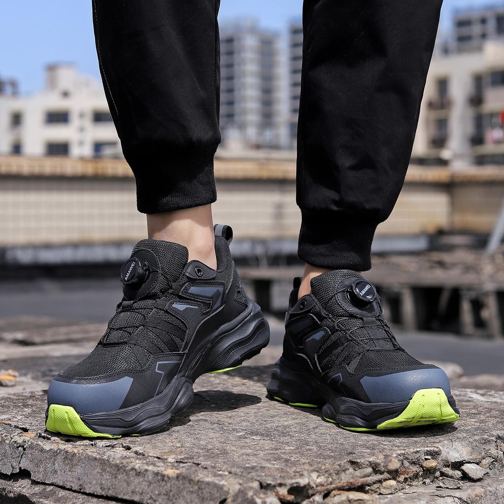 Rotary Buckle Work Sneakers Protective Shoes Puncture-Proof Anti-smash Steel Toe Shoes Warehouse Kevlar Insoles Work Footwear