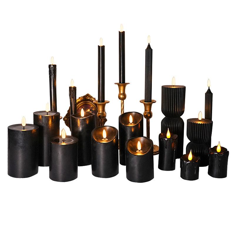 Magic Black Series LED Candle Lights 3-Pack for Easter Halloween Mystery Games Bars Clubs Guiding and Decoration
