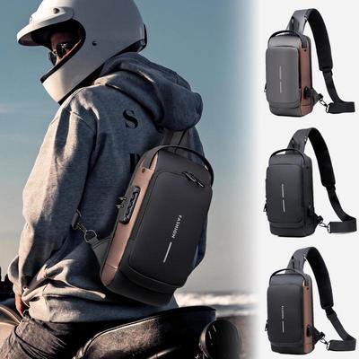 Men's Anti-Theft Crossbody Chest Bag with Password Lock - Ideal for Outdoor Running, Motorcycle, Travel, and Leisure Activities.