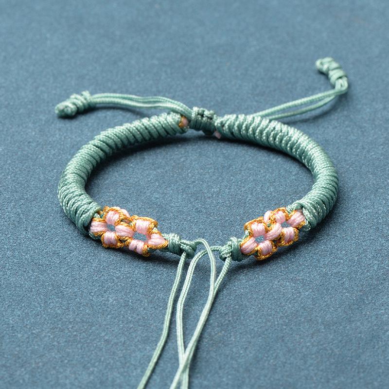 Ręcznie robiona tkana bransoletka z węzłem brzoskwiniowym na sznurku - DIY Szczęśliwy jadeitowy sznurek pleciony ręcznie w stylu chińskim