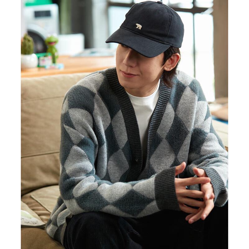 TonLion Men's V-Neck Geometric Mohair Cardigan