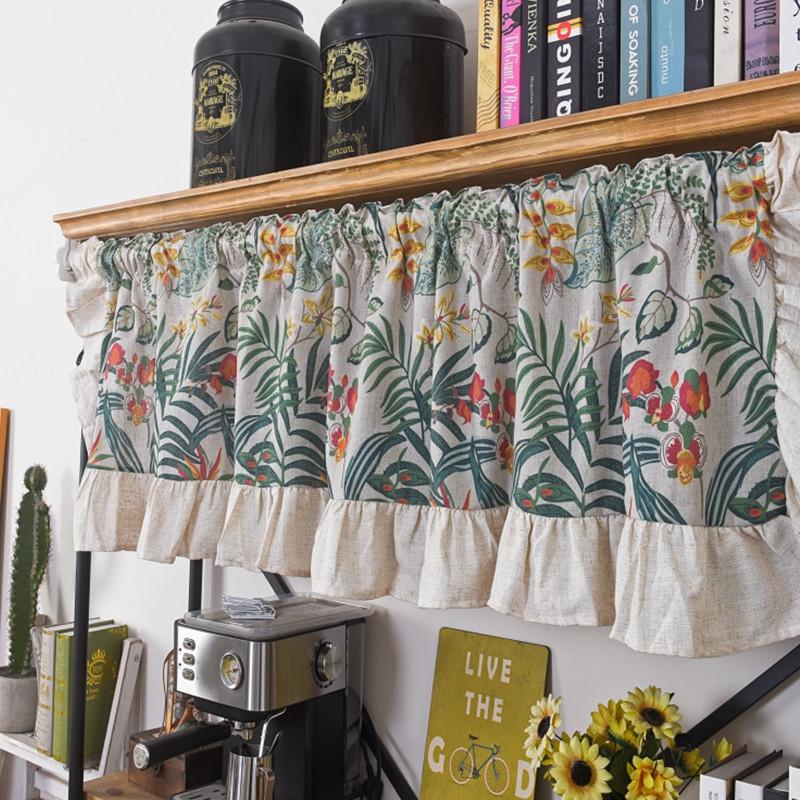 Ruffle Edge Curtains Lace Hem Short Curtain for Kitchen Small Window Drapes Dust Cabinet Door Curtain Coffee Shop Decor