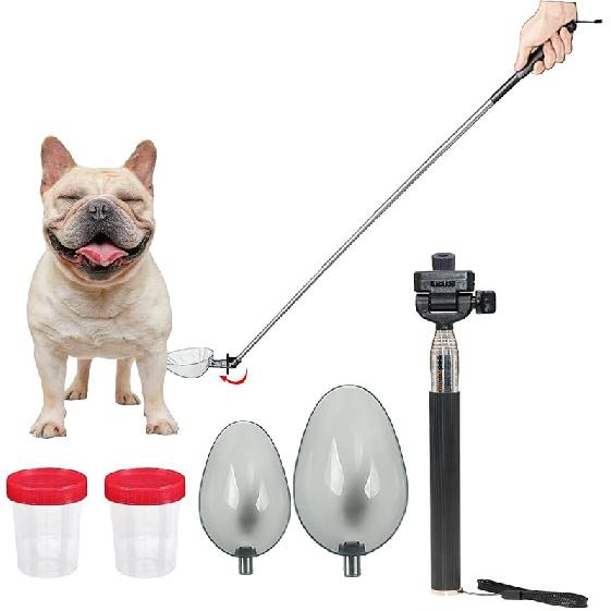 Dog Cat Urine Collector- Telescopic Handled Dog Pee Sample Catcher for Veterinary Supplies, Urine Stick for Small Large Female Dogs Extends to 42 Gray_42