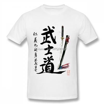 Herren Bushido Und Sieben Tugenden Des Samurai T-Shirt Herren Baumwolle O-Ausschnitt T-Shirt Hip Hop T-Shirt Tees Harajuku Kleidung