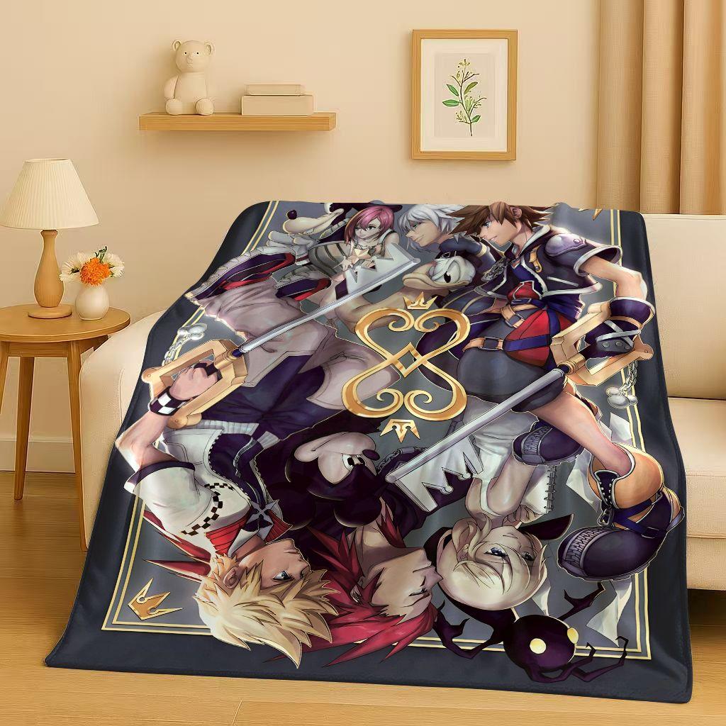 Sanrio Kingdom Hearts Kreslená hra Mickey Mouse Flanelová deka, ultra měkký plyšový přehoz do ložnice, postele, pohovky, vánoční dárek