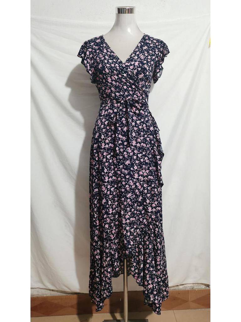 Benutzerdefiniertes V-Ausschnitt Böhmisches Urlaubs Slim-Fit Schnürkleid