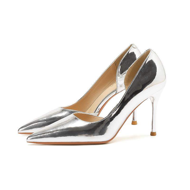Høye hæler i lakkskinn i koreansk stil Dame Vår 2025 Ensfarget Spiss tå Stiletter