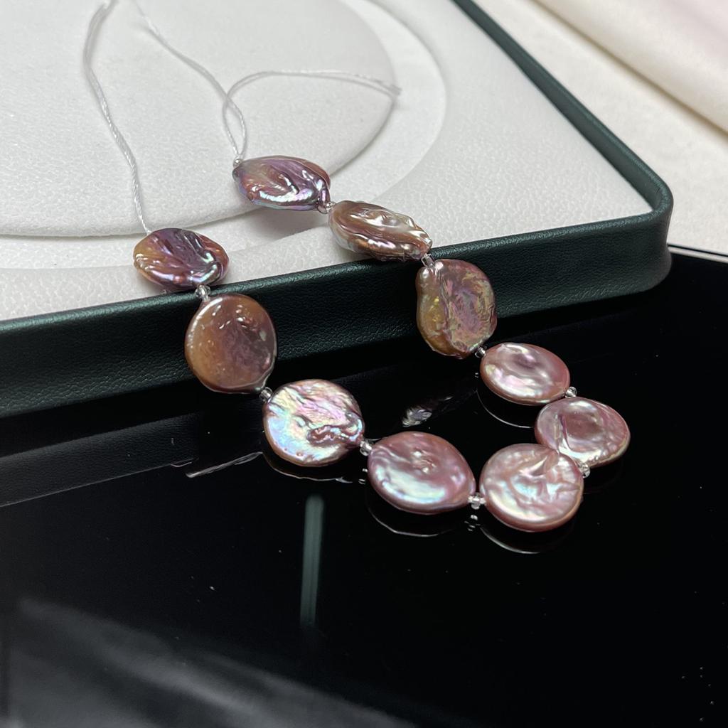 1String, Baroque Style Round Purple Artificial Pearl Beads, 1.5-1.6cm, for Jewelry Making DIY Necklace, Bracelet, Anklet Accessories Crafts Gifts 18cm