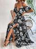 Nuovo sexy abito da donna con bretelle irregolari, lungo con bretelle, floreale, da spiaggia