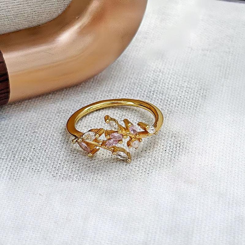 Retro Niche Design Simple Zircon Diamond Opening Ring Light Luxury Diamond Temperament High-End Ring