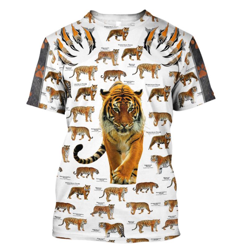 3D Tiger Print T Shirt Für Männer Boutique Tier Grafik T-Shirts Sommer Trend Harajuku Übergroßen Kurzarm Freizeit Oansatz Tops