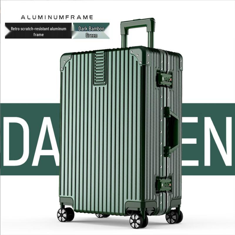 Vintage 24-inch Aluminum Frame Suitcase with Universal Wheels