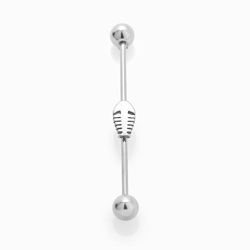 YW New Factory Industrial Cartilage Earring 37MM Ball Industrial Barbell Double Hole Body Piercing Jewelry for Women Man