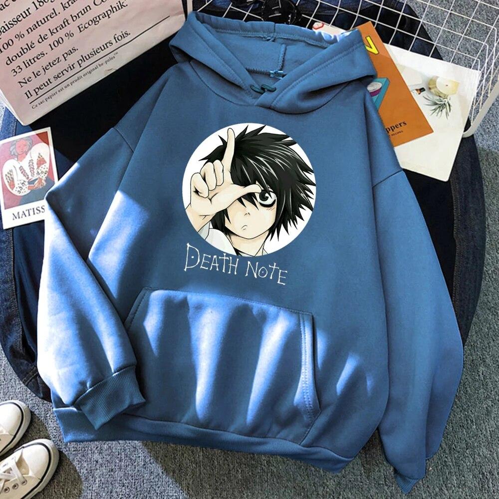Popular Japanese Unisexga Death Note L·Lawliet Hoodies Unisex Anime Hoody Fashion Streetwear Loose Oversize Sweatshirts Fleece Clothes