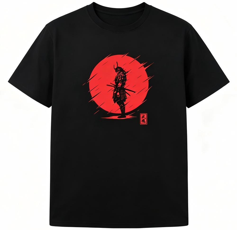 Red Sun Samurai Warrior Graphic T-Shirt