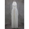 Set gonna lunga estiva con gilet in pizzo pieghettato e collo appeso senza schienale